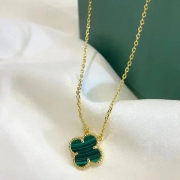 Van Cleef & Arpels 18K Gold Malachite Necklace